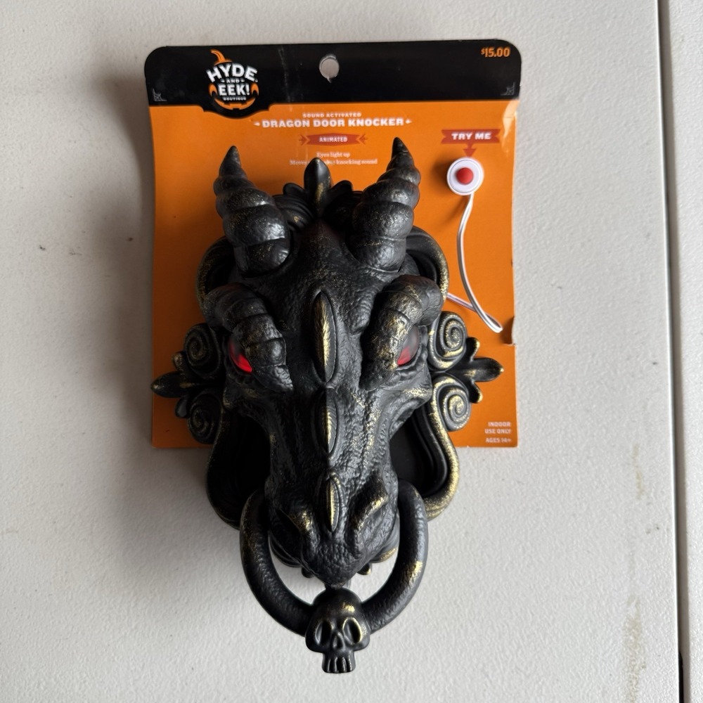 HYDE AND EEK! Boutique Animated Dragon Door Knocker Halloween Prop!‎ Brand New
